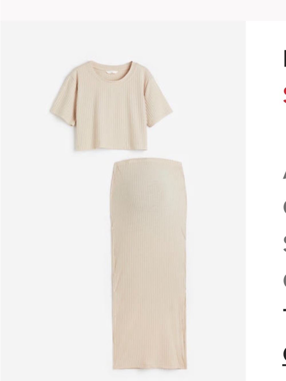 H&M Mama Crop T-Shirt & Pencil Skirt Maternity Set